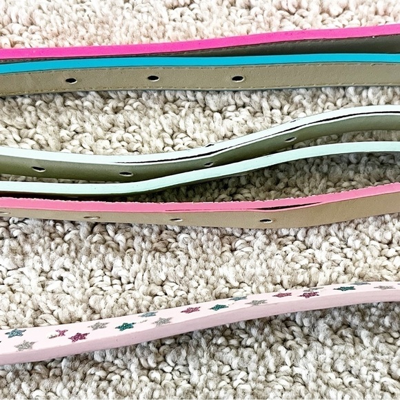 Target Girls Skinny Belts Size S Pink Blue Silver Rainbow Stars Colorful Lot 5x - Picture 8 of 9